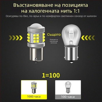 LED автомобилна крушка 1156-33SMD-3030 конвексен чип със леща за мигач, задна светлина и спирачка, 10-30V, 6.85W, 872 lm