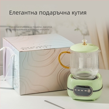 Boslin Умен здравословен чайник с стъклен корпус, капацитет 1 л, 500 W, 220 V, електронен термостат с тъч контрол