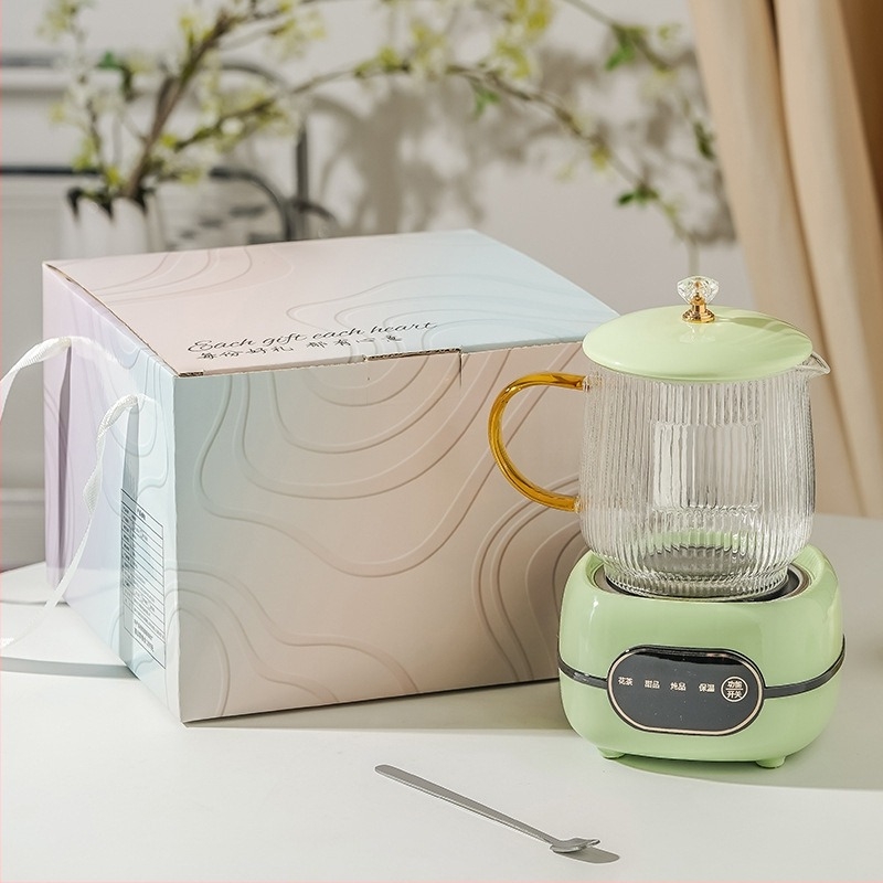 Boslin Умен здравословен чайник с стъклен корпус, капацитет 1 л, 500 W, 220 V, електронен термостат с тъч контрол