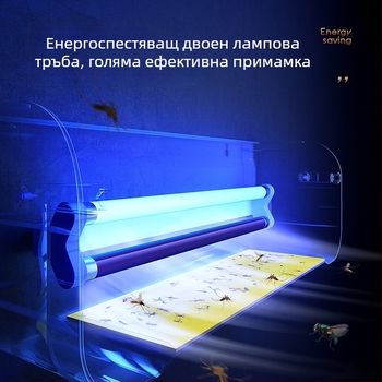 Стенно монтирана лампа за борба с комари за ресторанти, хотели и магазини — леплива уловка за мухи, модел HZ-MY08, стъклена тръба на лампата, 220V, цветова температура 2000–3000K, Авторизирани частни марки: Да