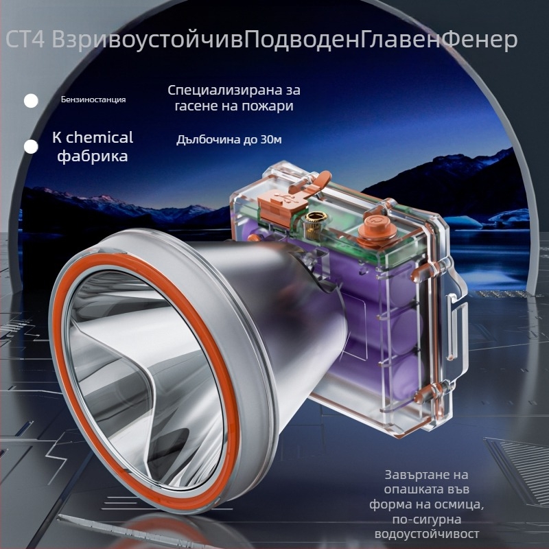 Подводен LED челник за гмуркане, водоустойчив, 10000 mAh, 300W, обхват 500 м+