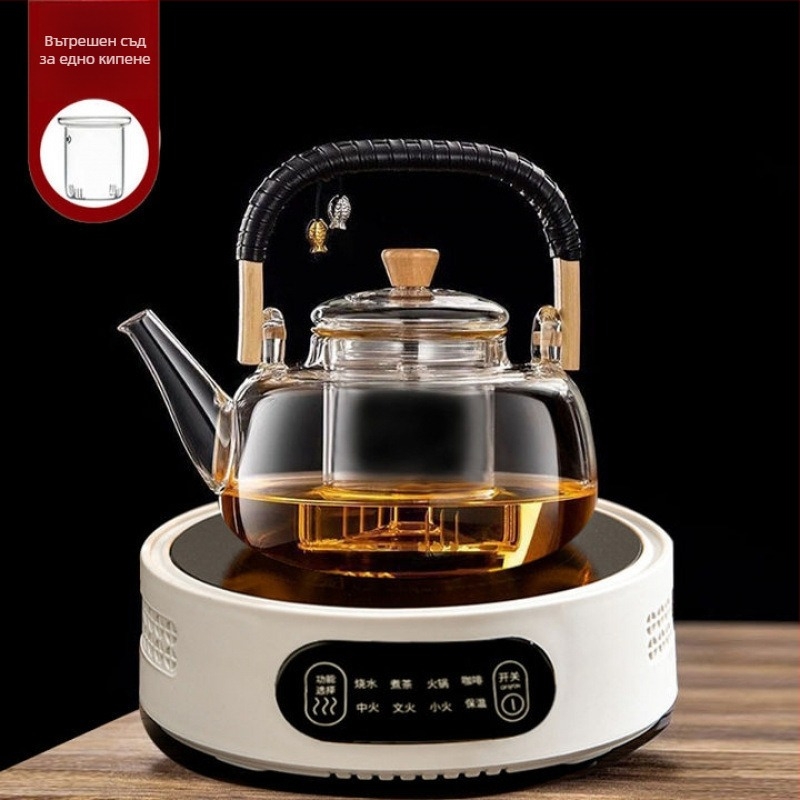 Стъклен чайник за варене на чай, с висока устойчивост на високи температури, капацитет 4 л и повече, 380 V / 1000 W, компютърно управление