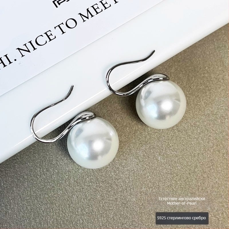 Обици с перли от черупки, геометричен дизайн, есен 2025, сладък и стилен стил, за жени