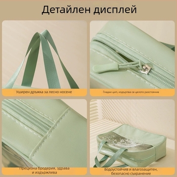 Прозрачна многофункционална козметична чанта с лого, голям капацитет, ултралека, PVC материал, цип