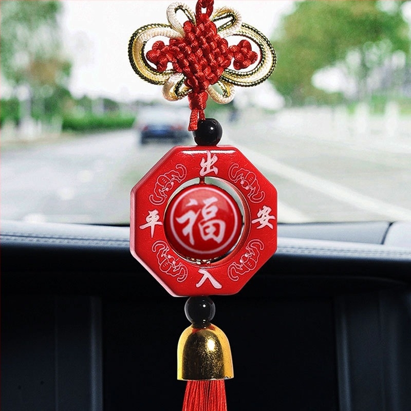 Автомобилна висулка с китайски възел, мотив Мао и Гуаньин, смола, традиционен китайски стил, интериорен декор