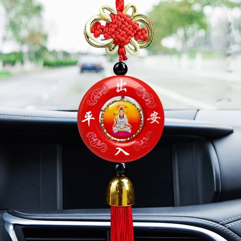 Автомобилна висулка с китайски възел, мотив Мао и Гуаньин, смола, традиционен китайски стил, интериорен декор