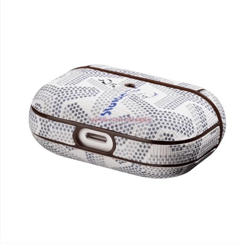 AirPods защитен калъф за Apple - патерн кучешки зъби, имитационна кожа, универсален, лепена изработка