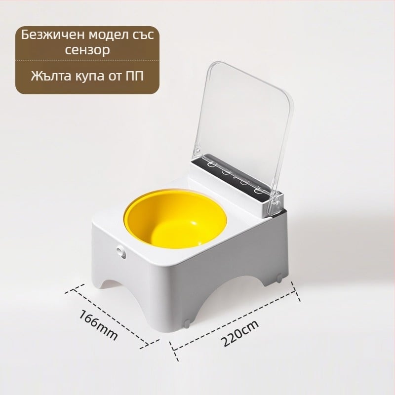 Автоматичен фидер за котки и кучета със сензор за отваряне на капака и таймер за свежест в керамична купа