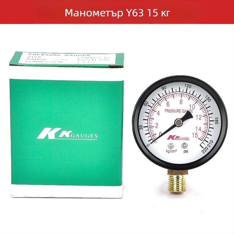 Диафрагмен манометър (0-2.5 диапазон; точност 0.1 кг; връзка: резба; околна температура: 0-100)