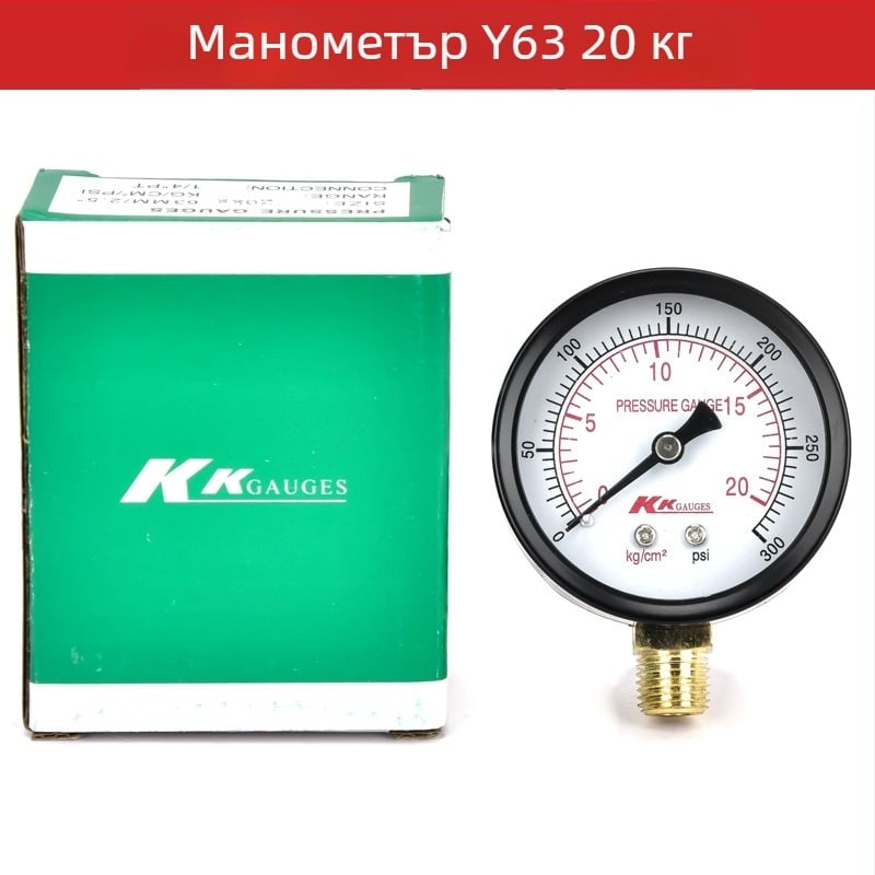 Диафрагмен манометър (0-2.5 диапазон; точност 0.1 кг; връзка: резба; околна температура: 0-100)