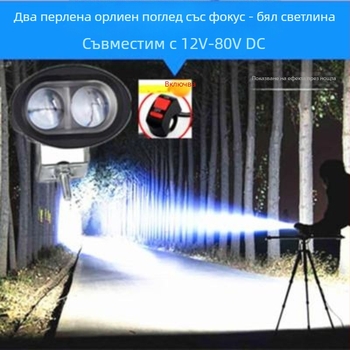 LED фар прожектор за електрически мотоциклети, велосипеди и триколки, външен монтаж