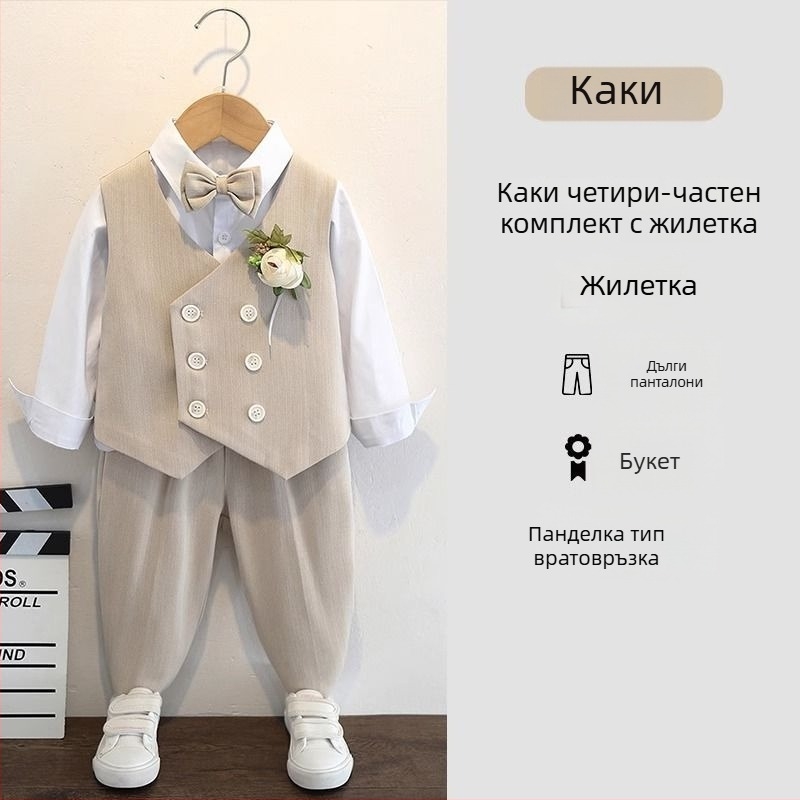 Комплект костюми за момчета, английски стил, за сватби и пиано изпълнения, 70% полиестер, за деца на възраст 3–8 години