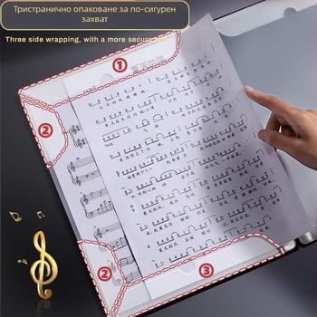 A4 папка за ноти с гъбено закопчаване, мултистранична, Lay-Flat дизайн, PP материал