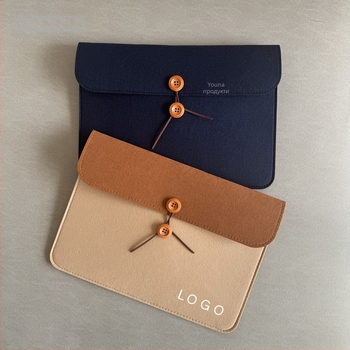 Чанта за документи A4 от фетр, офисна чанта за срещи с джоб за съхранение на копчета, печат на лого по заявка, тегло около 105 g, опции за персонализация