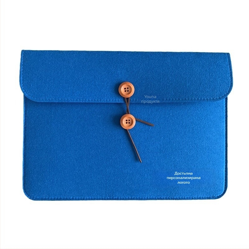 Чанта за документи A4 от фетр, офисна чанта за срещи с джоб за съхранение на копчета, печат на лого по заявка, тегло около 105 g, опции за персонализация