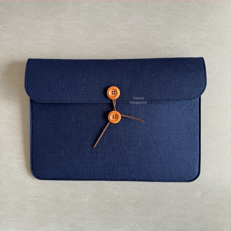 Чанта за документи A4 от фетр, офисна чанта за срещи с джоб за съхранение на копчета, печат на лого по заявка, тегло около 105 g, опции за персонализация