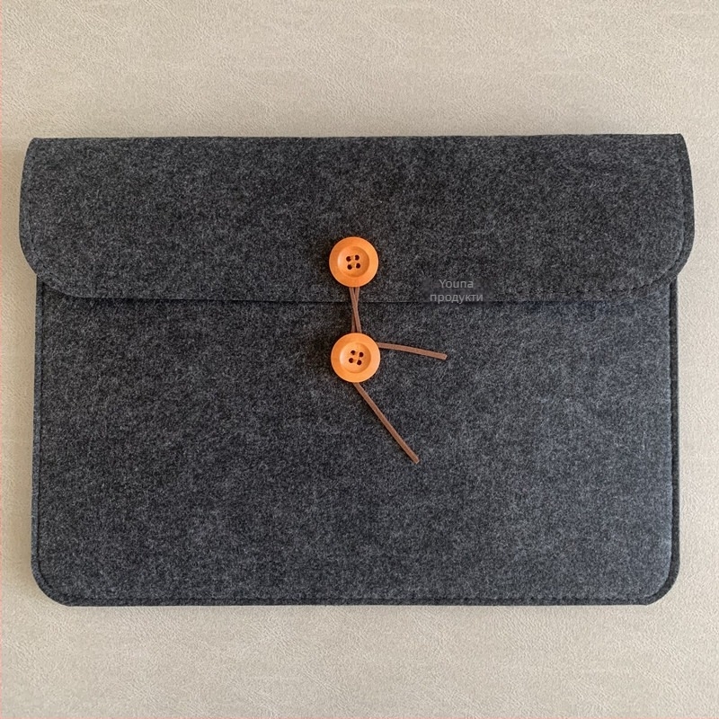 Чанта за документи A4 от фетр, офисна чанта за срещи с джоб за съхранение на копчета, печат на лого по заявка, тегло около 105 g, опции за персонализация