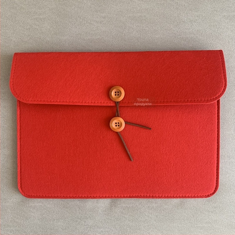 Чанта за документи A4 от фетр, офисна чанта за срещи с джоб за съхранение на копчета, печат на лого по заявка, тегло около 105 g, опции за персонализация