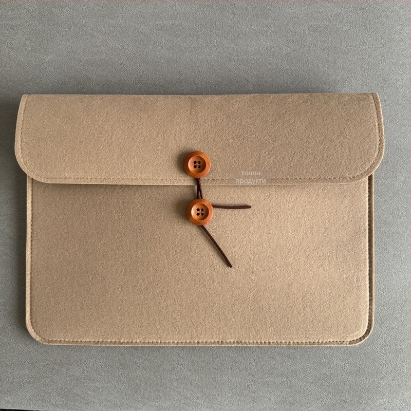 Чанта за документи A4 от фетр, офисна чанта за срещи с джоб за съхранение на копчета, печат на лого по заявка, тегло около 105 g, опции за персонализация