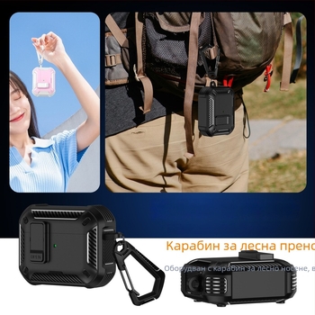 Калъф за AirPods Pro – мултифункционален, преносим, съвместим с Apple (TPU + PC, Type f)