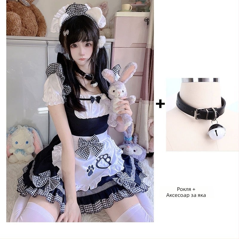 Косплей рокля за прислужница със сладък котешки стил за аниме игри (Състав на тъканта: памук-смес; Основна материя: полиестер; Сезон: пролет 2025; Марка: Yi Xiaoyi)