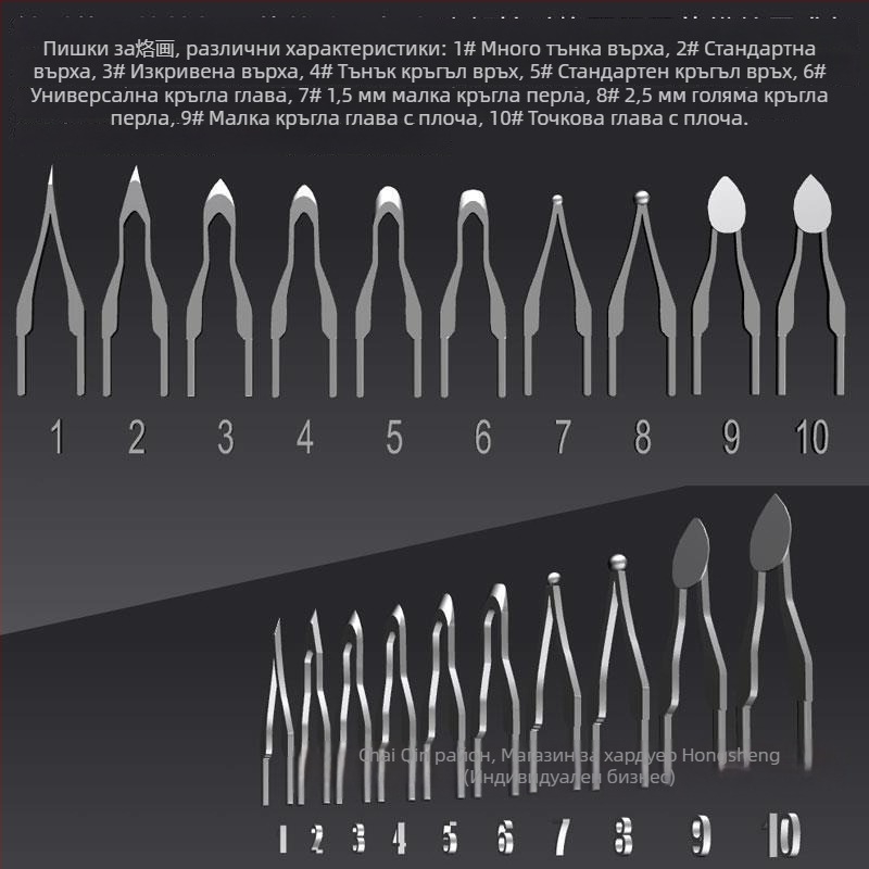 Професионален пирографичен връх за писалка – електрически загряващ връх за гравиране и ренериране