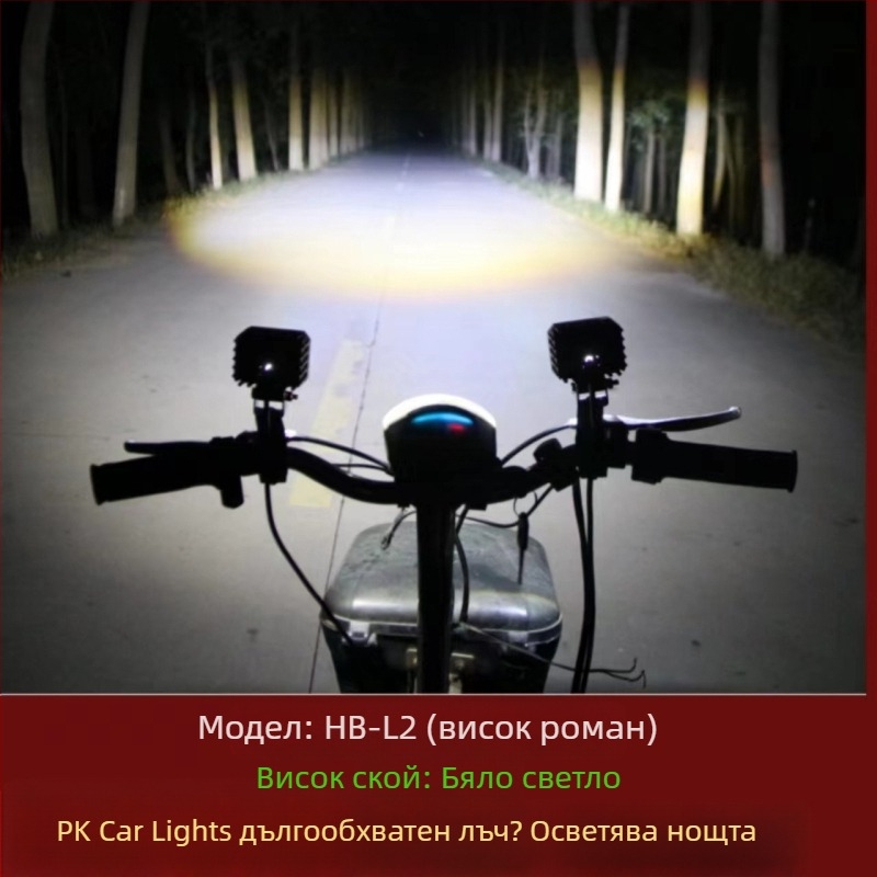 LED фар за електрически мотоциклет - външен монтаж, 25W, 12-80V, LED източник, модел JGY-HBL2, водоустойчив