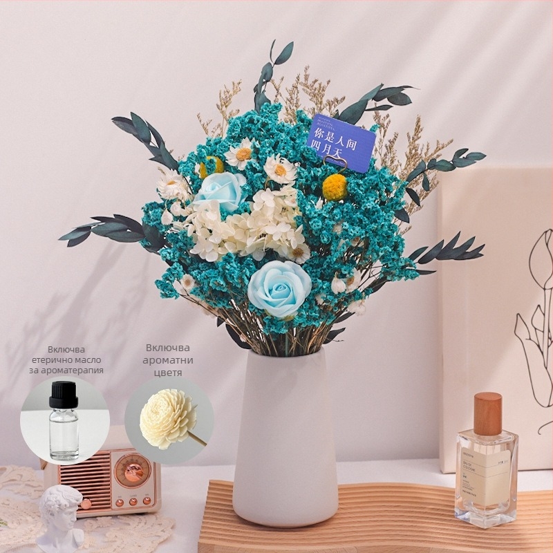 Букет от клончета сушени цветя, боядисани за домашна декорация