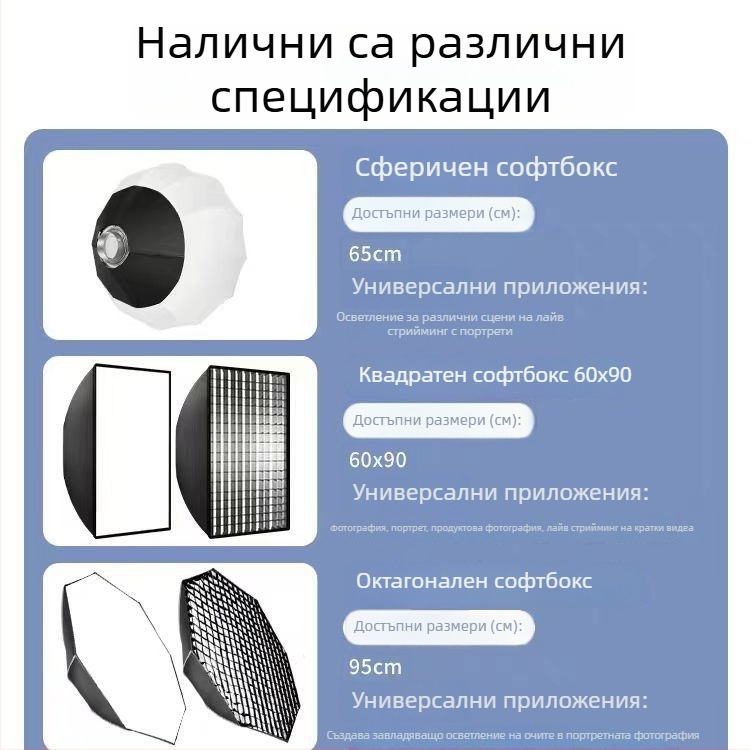 Професионална фотографска светлина с Baorongkou глава, двойна температура на светлината, без димер