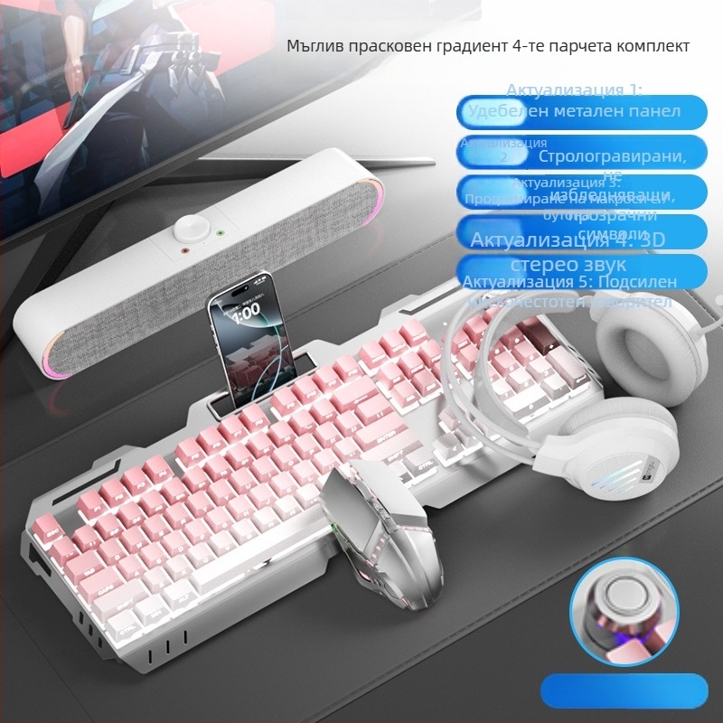 Комплект клавиатура и мишка с числова клавиатура, USB кабел, ергономичен дизайн, 1,5 м кабел, тегло 844 г, за киберспорт