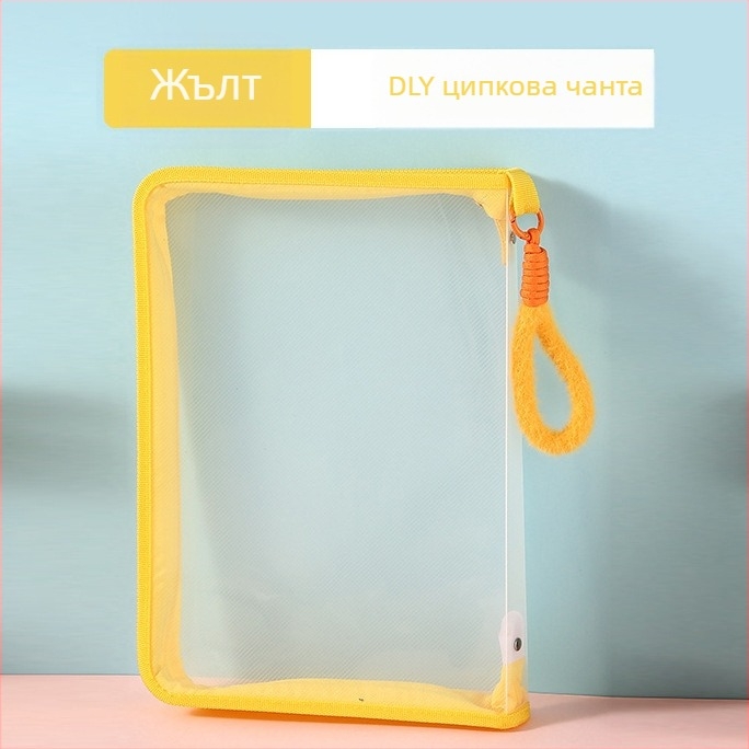 Прозрачна документна чанта с цип – портативна, PP материал, марка Uyi, стил ZIP