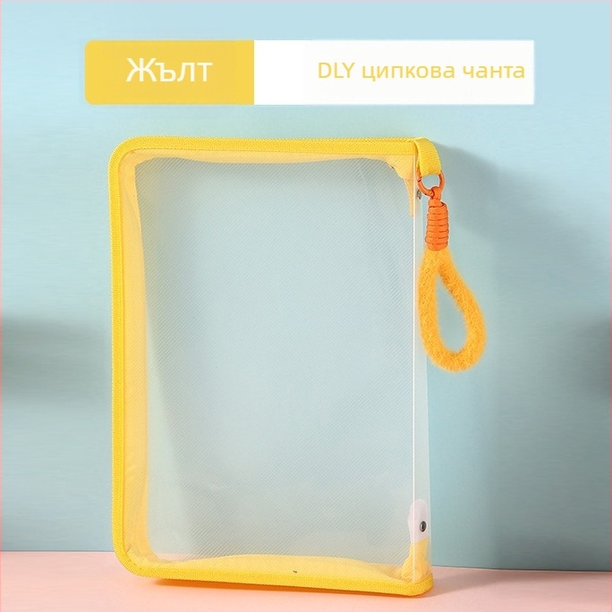 Прозрачна документна чанта с цип – портативна, PP материал, марка Uyi, стил ZIP