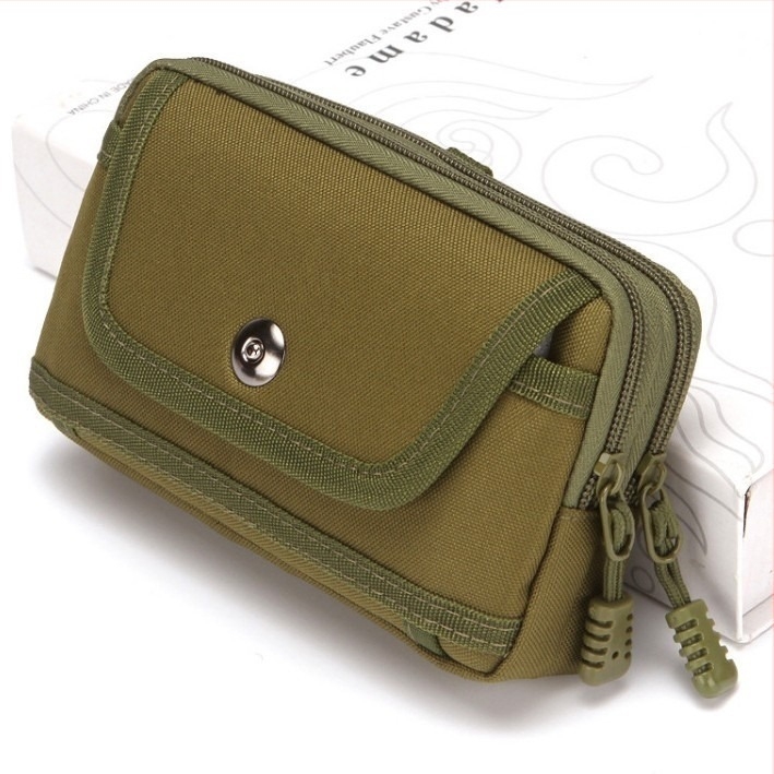 Поясна чанта за телефон за мъже - Oxford плат, магнитно закопчаване, джоб за сертификат, вертикална квадратна форма, уличен стил