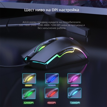 Wolf Spider S28 оптична геймърска мишка, 7200 DPI, 6 бутона, USB проводна, колелото за скрол