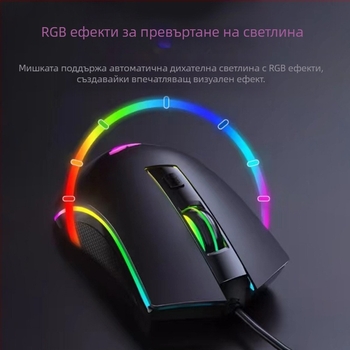 Wolf Spider S28 оптична геймърска мишка, 7200 DPI, 6 бутона, USB проводна, колелото за скрол