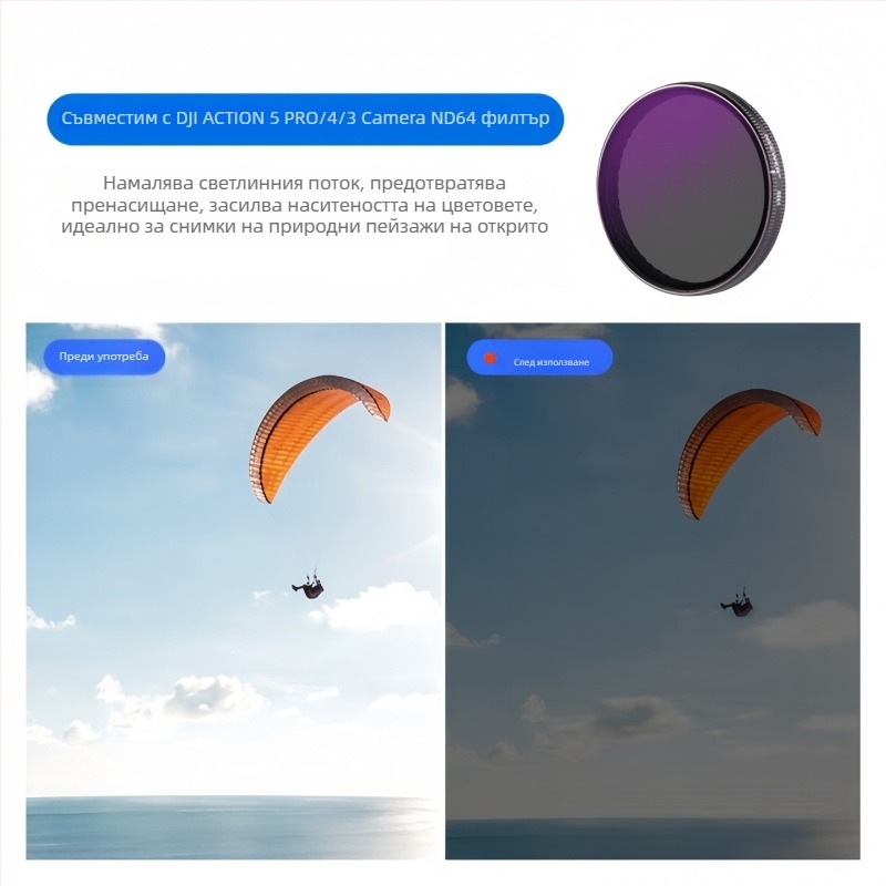 DJI Action 5 Pro/6/4: комплект филтри с CPL стъклен филтър, NDUV филтър, бързо освобождане и магнитно закалено защитно покритие за лещата