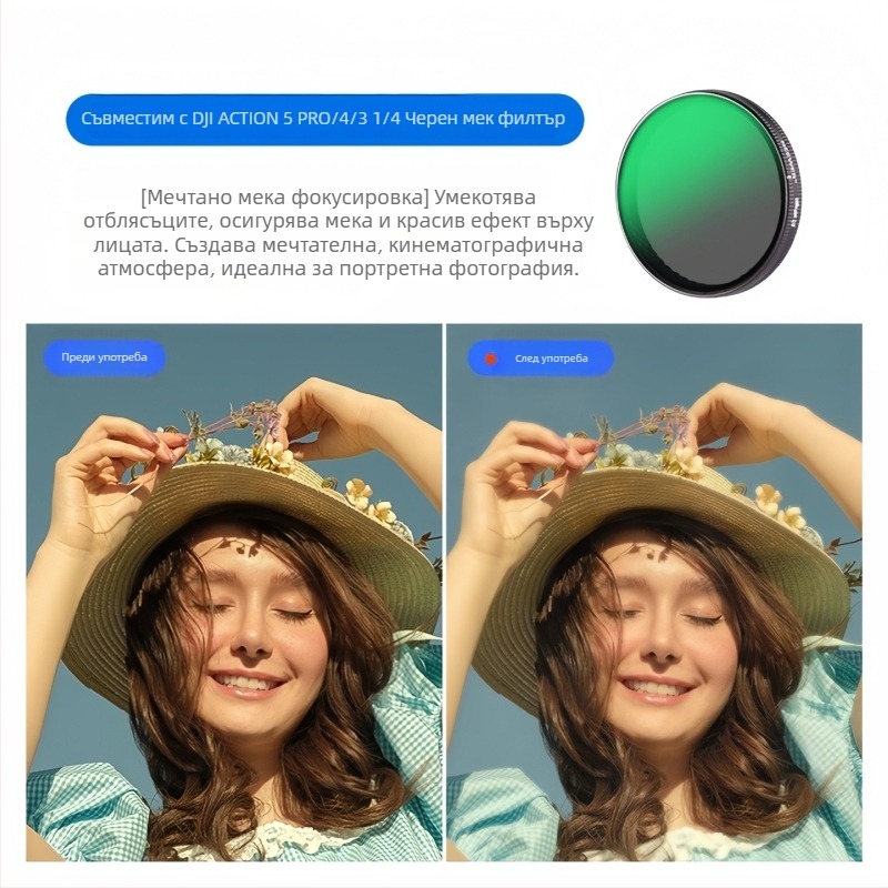 DJI Action 5 Pro/6/4: комплект филтри с CPL стъклен филтър, NDUV филтър, бързо освобождане и магнитно закалено защитно покритие за лещата