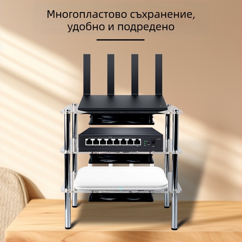 Охлаждаща база за рутер и модем | ABS материал | 2 топлинни тръби | 2 USB порта | въздушно охлаждане | безшумен дизайн