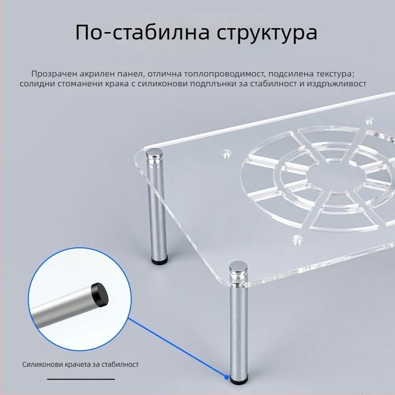 Охлаждаща база за рутер и модем | ABS материал | 2 топлинни тръби | 2 USB порта | въздушно охлаждане | безшумен дизайн