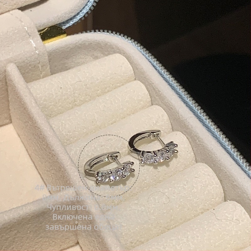 Обеци от титаниева стомана с циркониеви камъни, прави халки, геометричен дизайн, унисекс