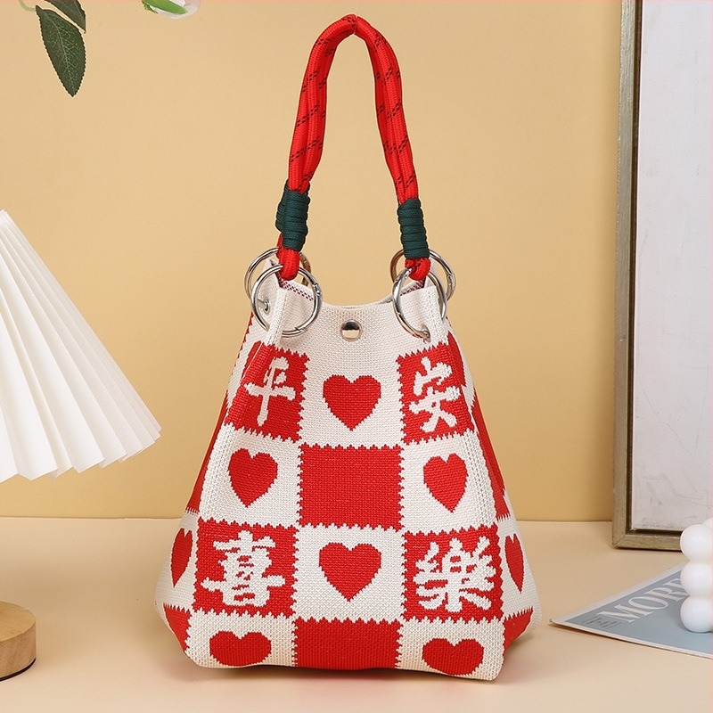 Плетена чанта — урбан стил, полиестер + еластан, магнитно закопчаване, вертикално квадратно, триизмерна конструкция