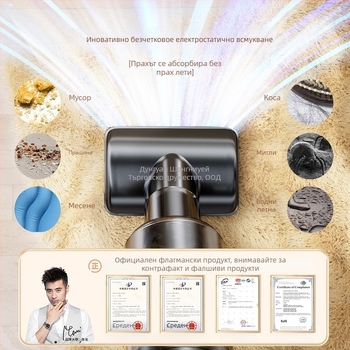 Ръчен вакуум за кола с мощно засмукване, безжичен, за кола и дом (90W, 20000Pa, презареждаем)