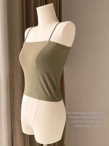 Потник с едно рамо от ice silk, без подплънки, тънък дамски топ за бельо, елегантен гръб