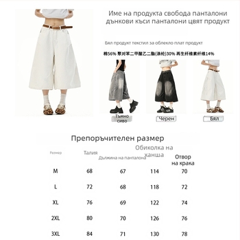 Мъжки дънкови къси панталони, свободна кройка, широки крачоли, лято 2025