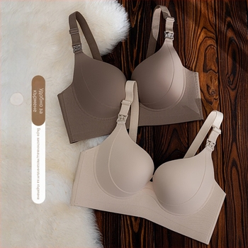 Сутиен за кърмене с дизайн от една част, тънки формовани чашки, фиксирани двойни презрамки, задна закопчалка с четири реда, нейлонова материя с основен памук 70-80% и подплата памук 50-70%.