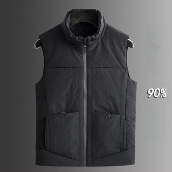 Мъжка пухена жилетка с качулка, японски ретро стил кардиган, тясна кройка, цип