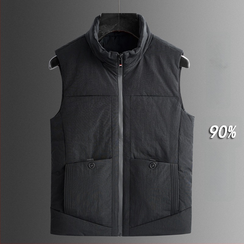 Мъжка пухена жилетка с качулка, японски ретро стил кардиган, тясна кройка, цип