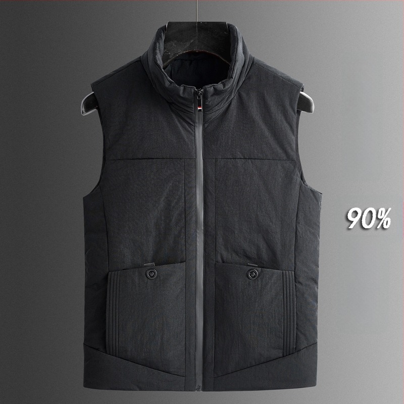 Мъжка пухена жилетка с качулка, японски ретро стил кардиган, тясна кройка, цип