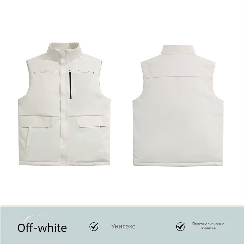 Работен жилет с лого, подплатен с флис, Chenille и Spandex, стояща яка, пролет 2025