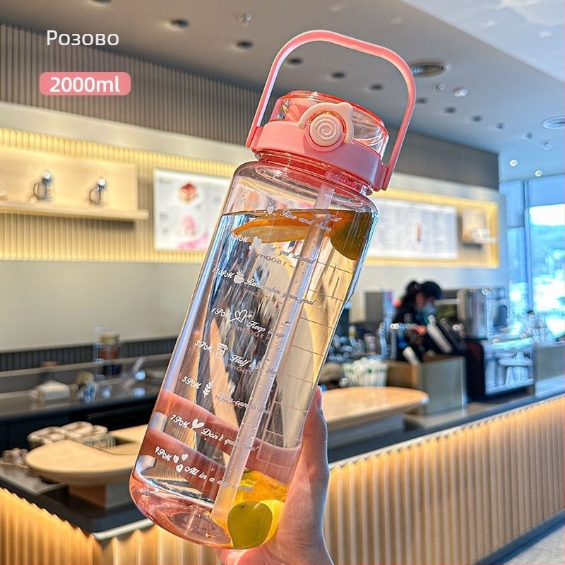 Уникална поликарбонатна чаша в корейски стил със сламка, голям капацитет, преносима, устойчива на изпускане и термоустойчива